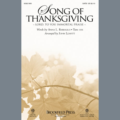 Song Of Thanksgiving (Download) » Noten für gemischten Chor