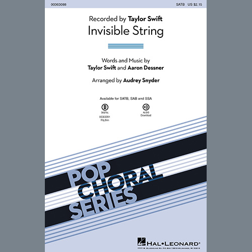 Invisible string (Taylor Swift) by A. Dessner - sheet music on MusicaNeo