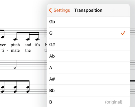 Transpose sheet music to any key
